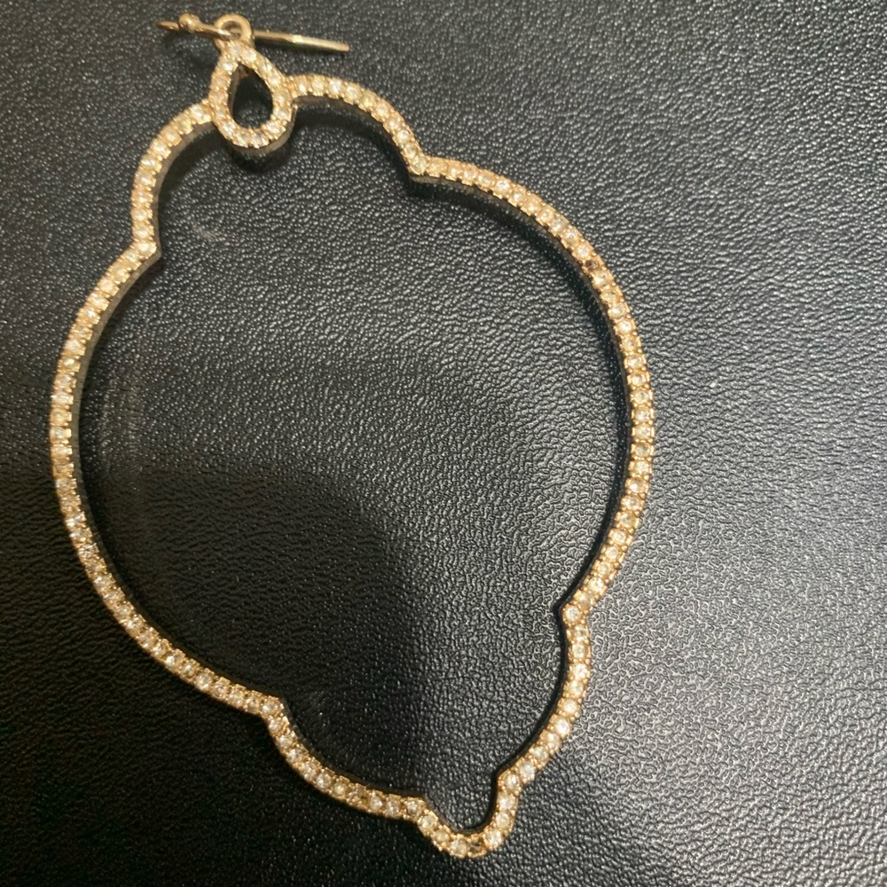Gold Abstract Rhinestone Hoops - Picture 5 of 5